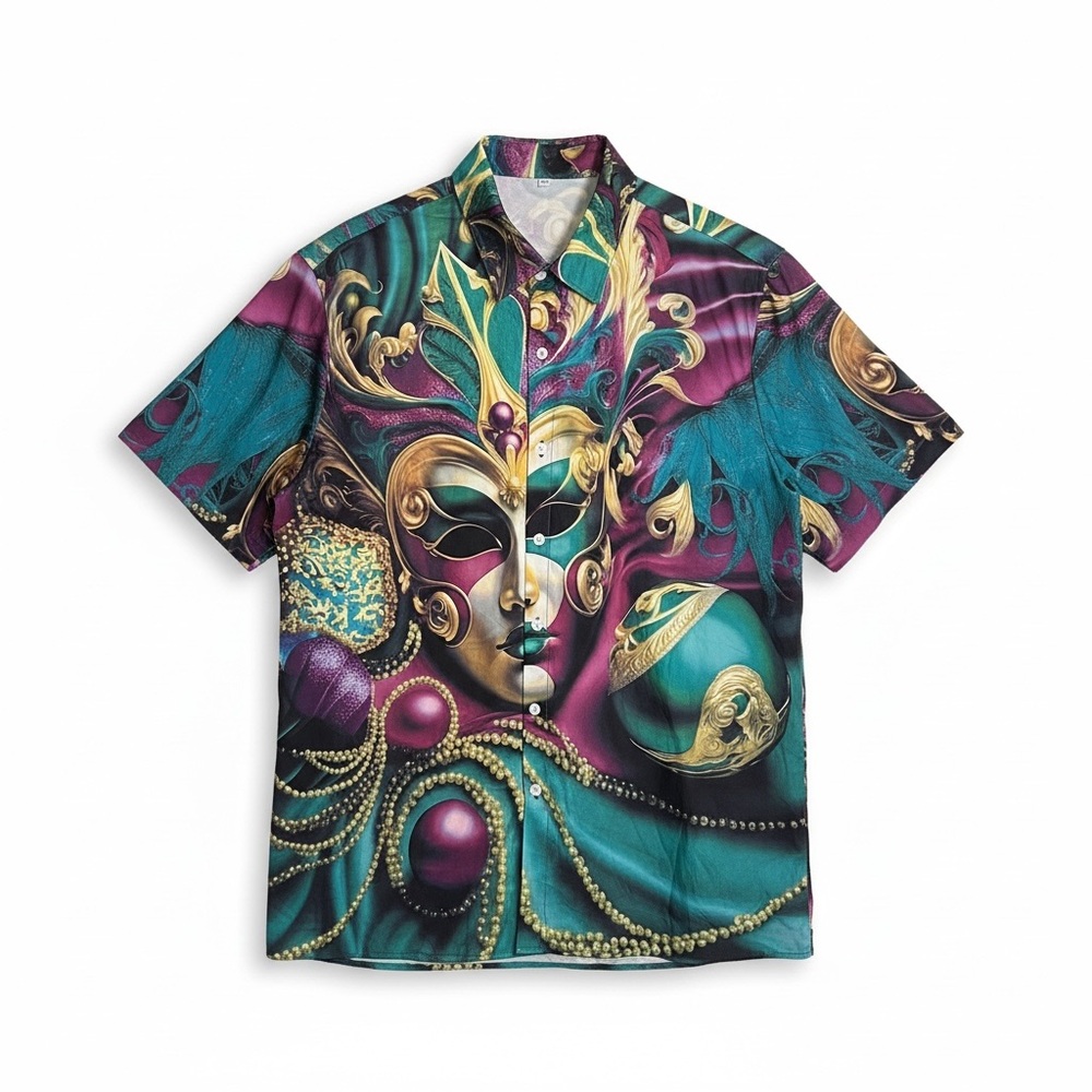 Colorful Mask Print Shirt - Picture 8 of 14